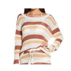 L*SPACE | Oasis Open Weave Lightweight Striped Sweater | Size Medium